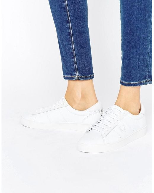 Fred perry White Spencer Leather Sneakers in White | Lyst