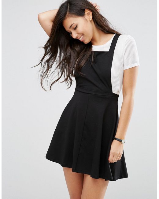 Asos Pinafore Dress in Black | Lyst