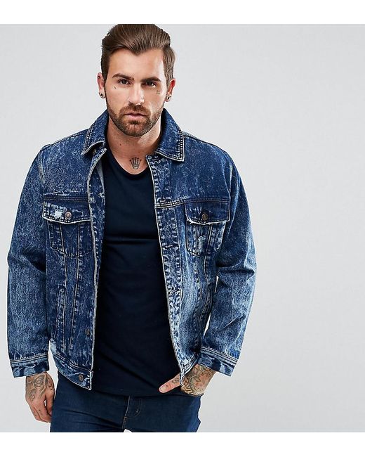 Lyst - Illusive london Muscle Denim Jacket With Distressing in Blue for Men