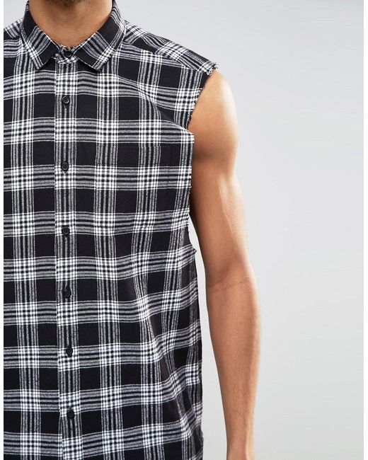 sleeveless check shirt