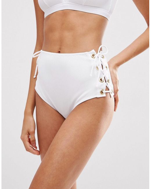 Lace up high waist bikini bottom