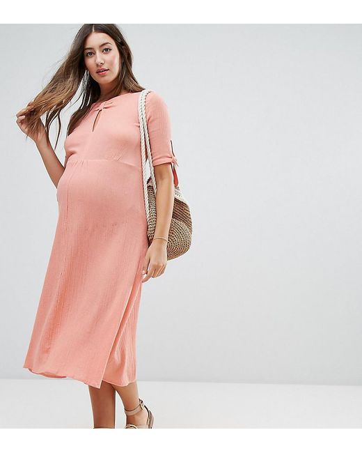 Asos Cheesecloth Dress With Tab Detail in Orange Lyst