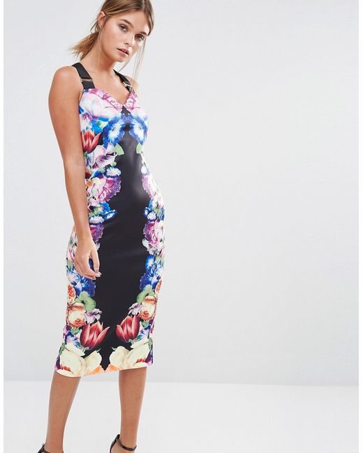 ted baker deony bodycon dress in tapestry floral print in