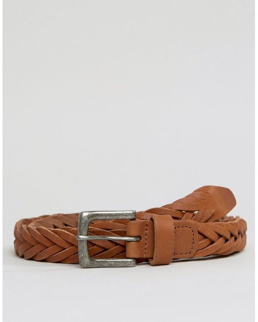 Asos Leather Plaited Belt In Tan - Tan in Brown for Men | Lyst
