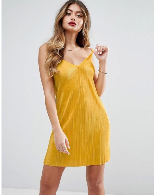  Asos  Cami Dress  In Plisse in Yellow Lyst