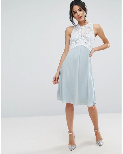 Elise ryan Midi Dress With Crochet Lace Bodice in Blue | Lyst Elise ryan Midi Dress With Crochet Lace Bodice in Blue | Lyst