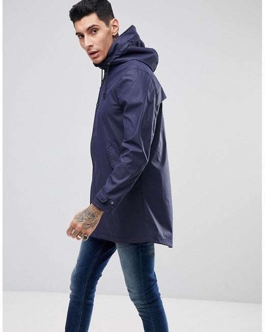 Pretty Green Mayfair Trench Coat In Navy Northern Threads Pretty Green Funnel Neck Parka Khaki Jacket Back