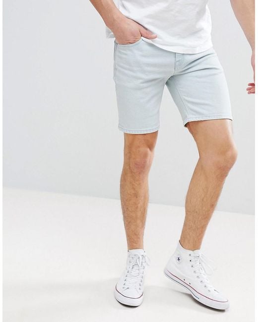 Lyst - Asos Denim Shorts In Skinny Light Wash in Blue for Men