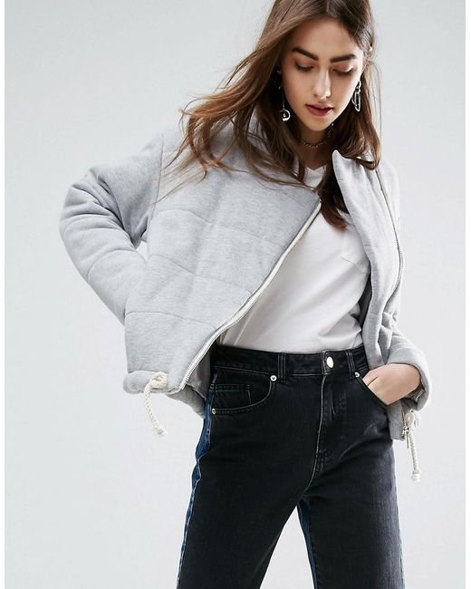 Asos Quilted Jacket in Gray Lyst