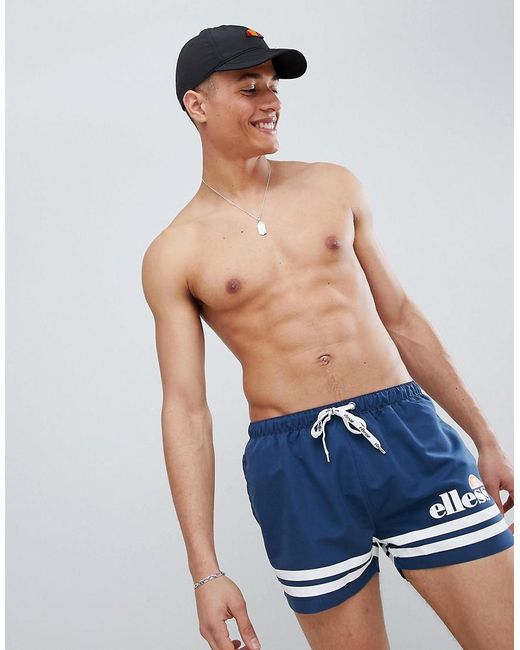 Download Lyst - Ellesse Printed Stripe Swim Shorts In Navy in Blue ...