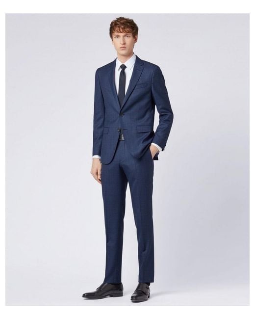 BOSS Slim Fit Virgin Wool Novan6/ben2 Suit in Blue for Men - Lyst