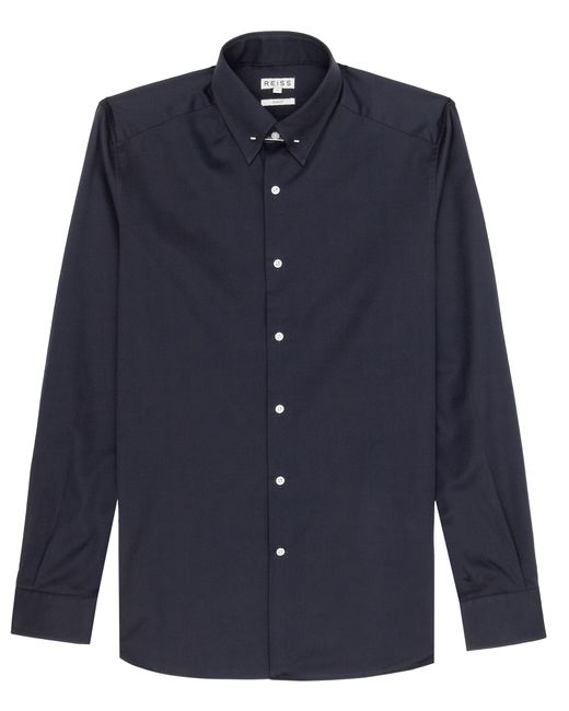 Reiss Belfort Collar Pin Shirt in Blue for Men (NAVY) | Lyst