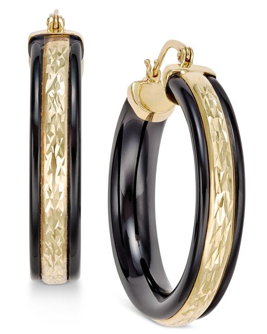 Macy&#39;s Onyx Hoop Earrings (26 Ct. T.w.) In 14k Gold in Gold (Yellow Gold) | Lyst