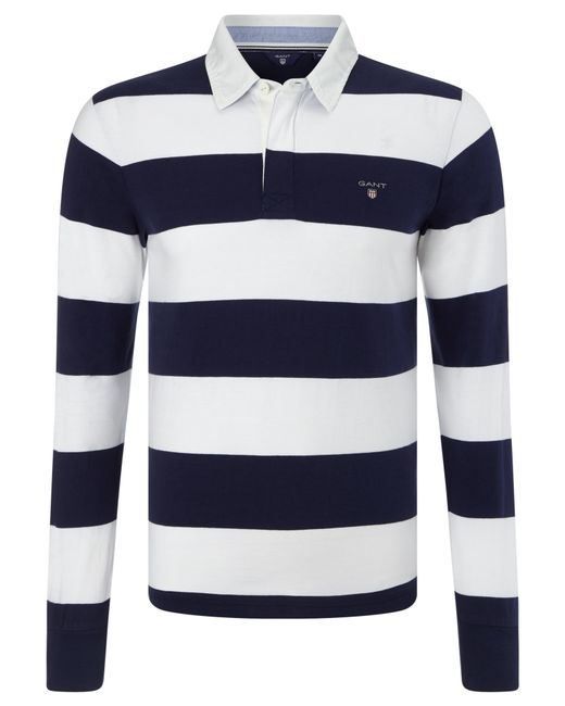Gant Original Bar Stripe Heavy Rugby Shirt in Blue for Men (Navy/White ...