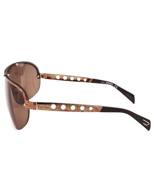 Diesel Womens Semi-rimless Shield Gold-tone Sunglasses in ...