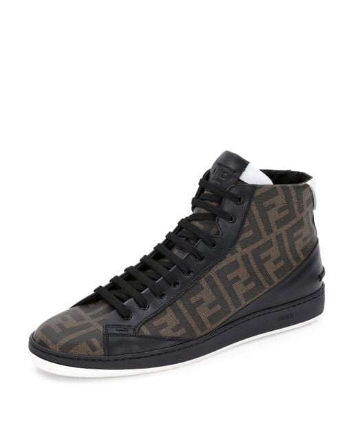 Fendi Zucca Print High-top Sneakers in Brown for Men - Save 9% | Lyst