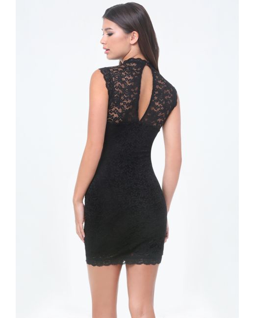 Bebe Lace Sleeveless Dress in Black | Lyst