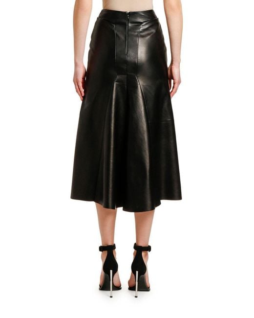 Alexander McQueen Lightweight Lambskin Leather Skirt in Black - Lyst