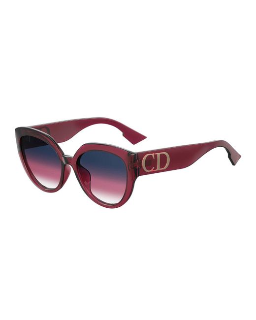 Dior F Round Sunglasses W Oversized Logo Temples In Black Lyst
