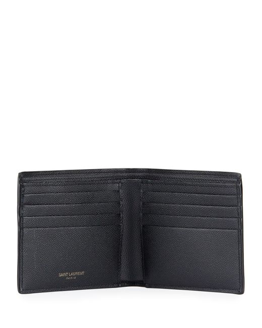 Saint Laurent Men's Ysl Monogram Leather Wallet in Black for Men - Lyst