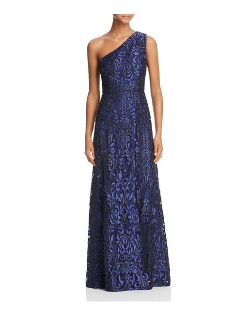 Aidan mattox One-shoulder Soutache Gown in Blue | Lyst