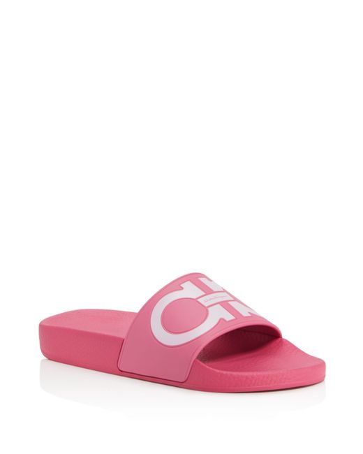 Ferragamo Groove Slide Sandals in Pink (Nero/Oro) | Lyst