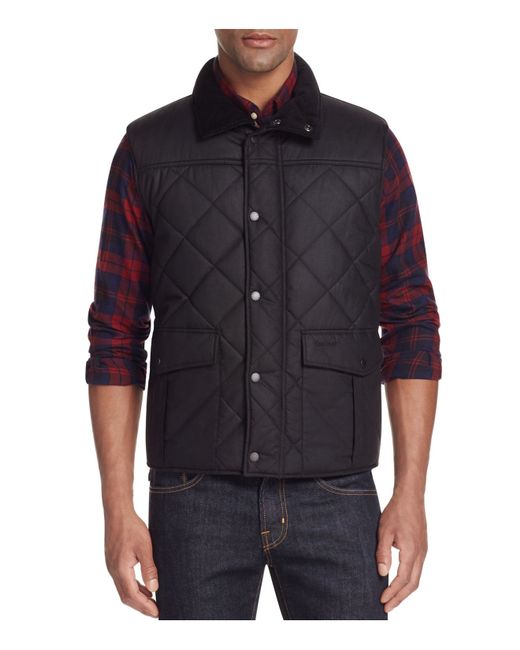 Barbour Boxley Quilted Waxed Cotton Gilet Vest in Black for Men | Lyst
