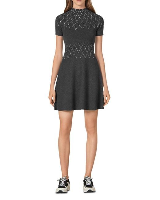 sandro knitted shirt dress