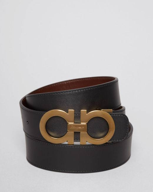 Lyst - Ferragamo Smooth Reversible Belt With Shiny Goldtone Double ...