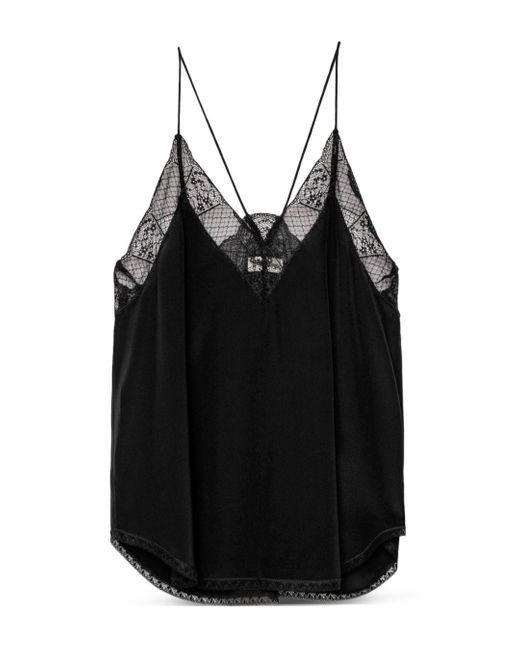 Zadig & Voltaire Christy Silk Camisole Top in Black - Save 60% - Lyst