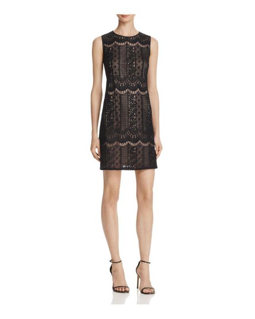 Adrianna papell Lace Sheath Dress in Black | Lyst