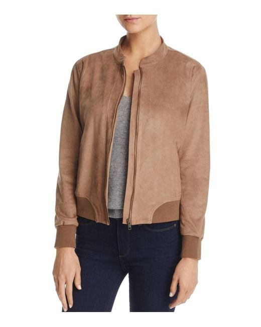 Lyssé Faux Suede Bomber Jacket in Brown | Lyst