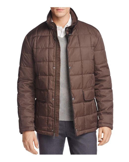 Cole haan Box-quilt Puffer Jacket in Brown for Men | Lyst