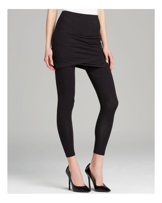 Lyssé Ruched Skirt Crop Leggings in Black | Lyst