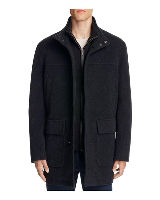 Cole haan Wool Cashmere Car Coat in Blue for Men | Lyst