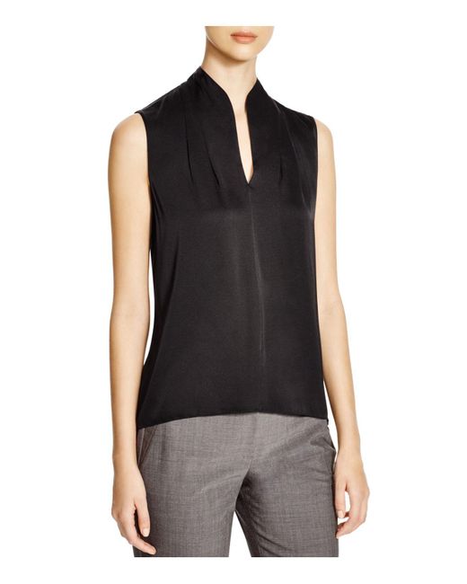 Lyst - Elie Tahari Judith Stretch Silk Blouse in Black