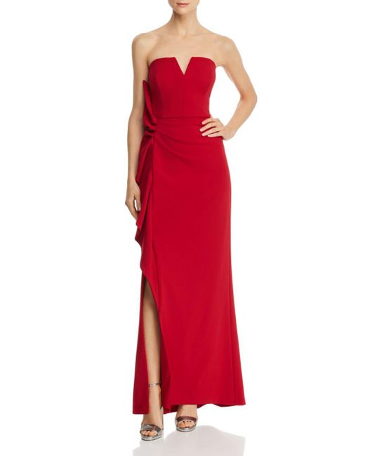 aidan by aidan mattox strapless slit crepe gown