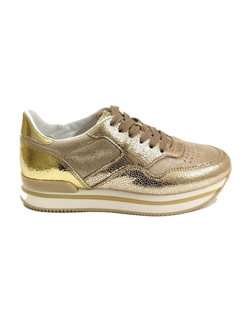Hogan Women's Hxw2220m465fpjg005 Gold Leather Sneakers in Metallic | Lyst