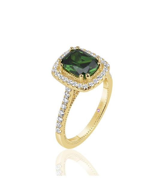 Lyst Suzy Levian Golden Sterling Silver Elongated Cushion Cut Green