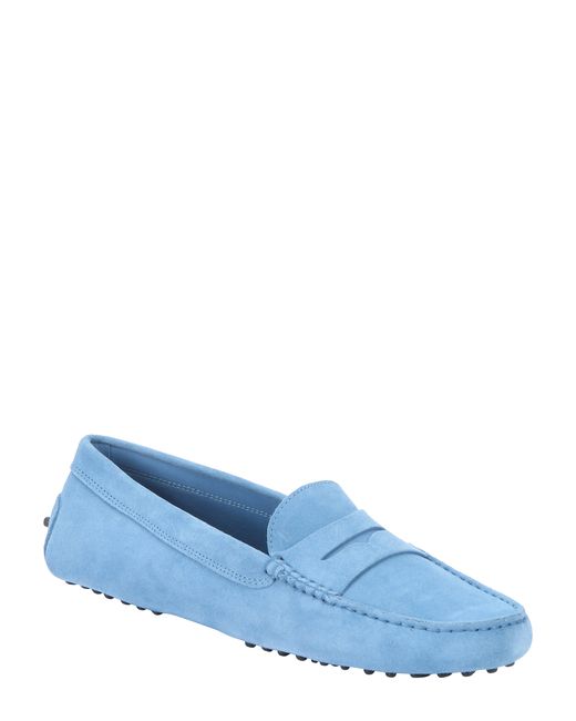 Tod&#39;s Light Blue Suede Penny Driving Loafers in Blue - Save 52% | Lyst