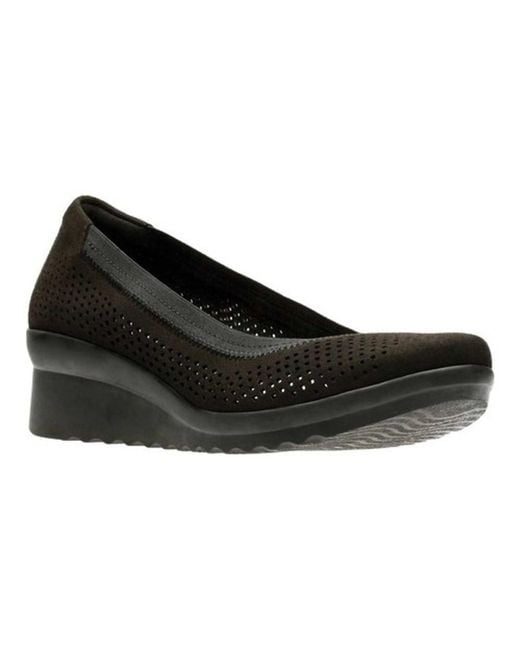CLARKS Womens Caddell Dash Leather Closed Toe Wedge Black Textile Size 7.5 CLARKS Womens Caddell Dash Leather Closed Toe Wedge Black Textile Size 7.5