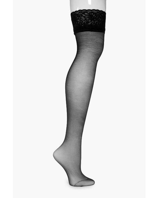 Boohoo Lola Lace Top Stockings In Black Lyst