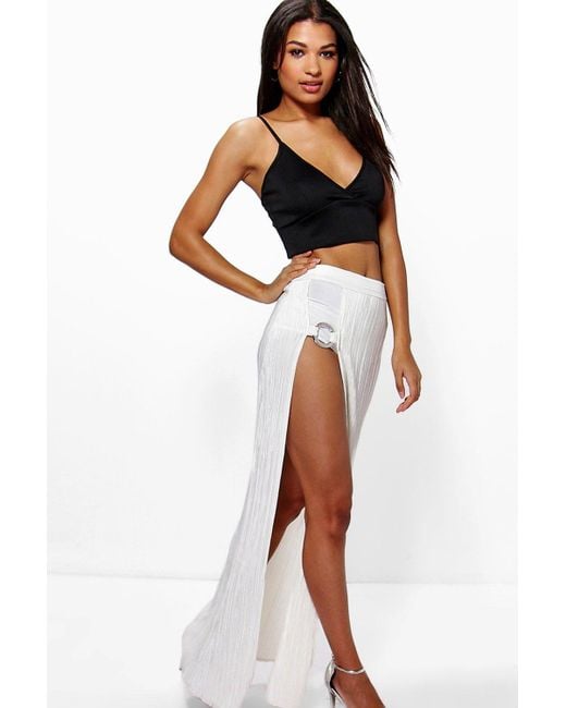 Boohoo Pia Thigh Split Maxi Skirt in Black | Lyst