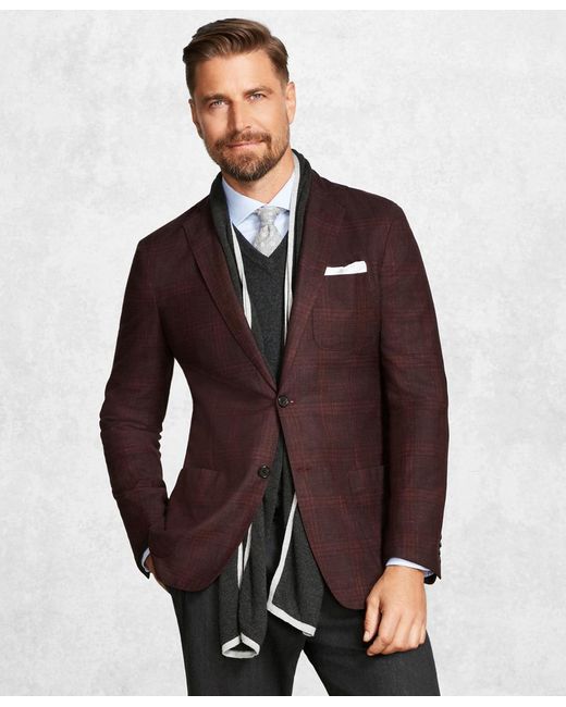 Lyst - Brooks Brothers Golden Fleece® Brookscloudtm Burgundy Plaid ...