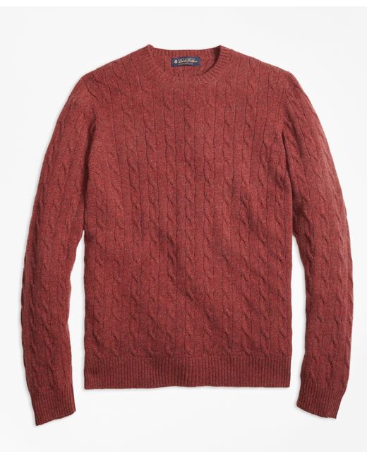 Brooks brothers Cashmere Cable Crewneck Sweater in Red for Men | Lyst