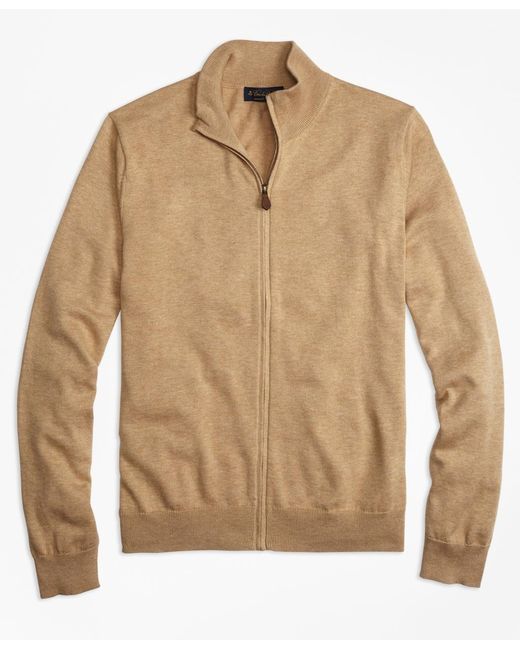 Brooks brothers Supima® Cotton Fullzip Cardigan in Brown for Men Lyst