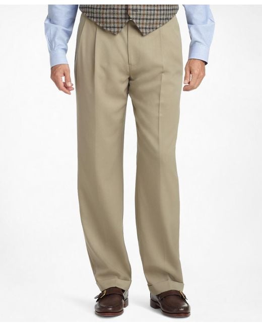 Brooks Brothers Madison Fit Pleat-front Classic Gabardine Trousers in ...