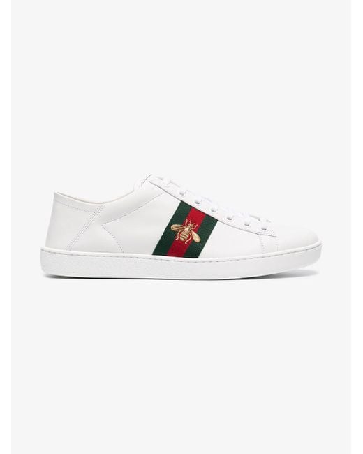 Lyst - Gucci Ace Bee Embroidered Leather Sneakers in White