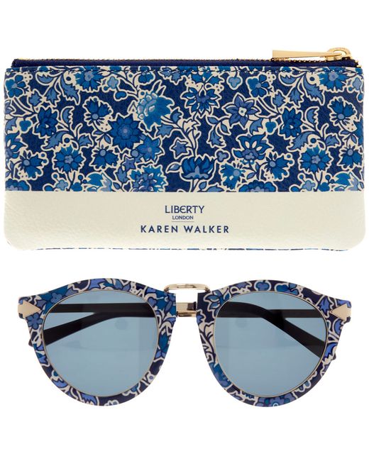 Karen walker Blue Liberty Print Harvest Sunglasses in Blue | Lyst