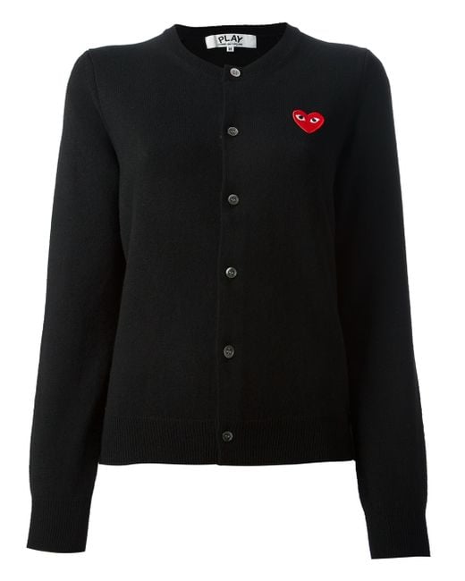 Play comme des garçons Embroidered Heart Cardigan in Black | Lyst